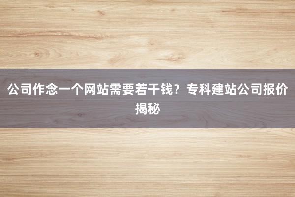 公司作念一个网站需要若干钱？专科建站公司报价揭秘
