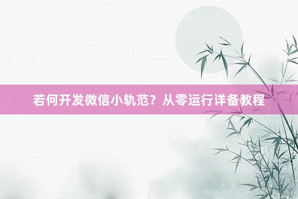 若何开发微信小轨范？从零运行详备教程